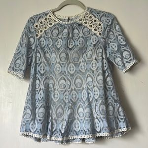 Anthropologie Lace top HD in Paris Blue